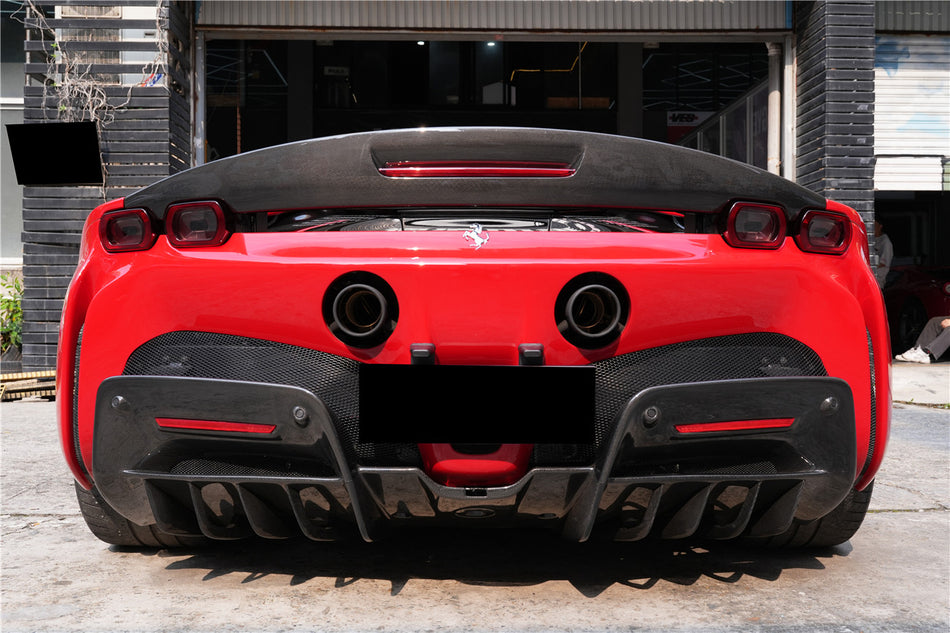 2020-UP Ferrari SF90 Stradale OE Style Autoclave Carbon Fiber Rear Diffuser