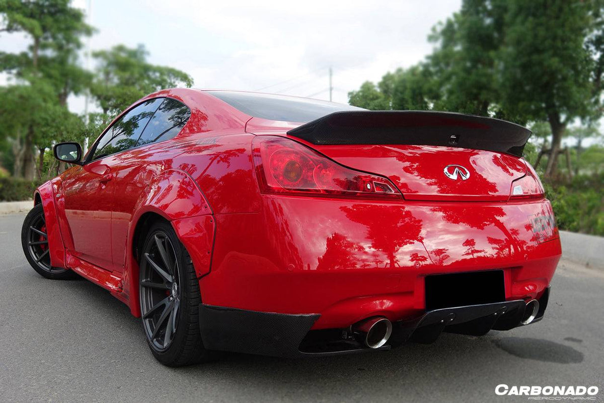 2008-2015 Infiniti G37S Coupe DE Style Carbon Fiber Rear Lip - Carbonado Aero