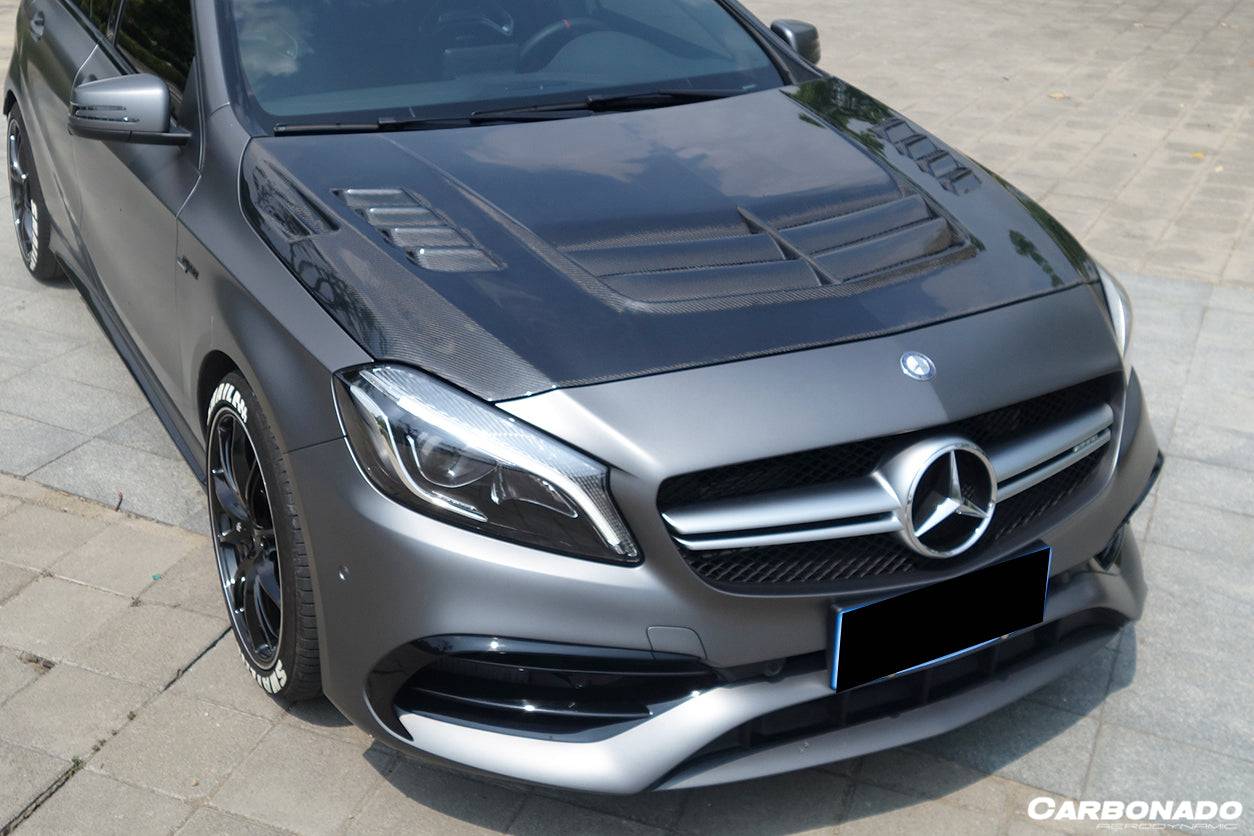 2012-2018 Mercedes Benz W176 A45 AMG VA Style Hood - Carbonado