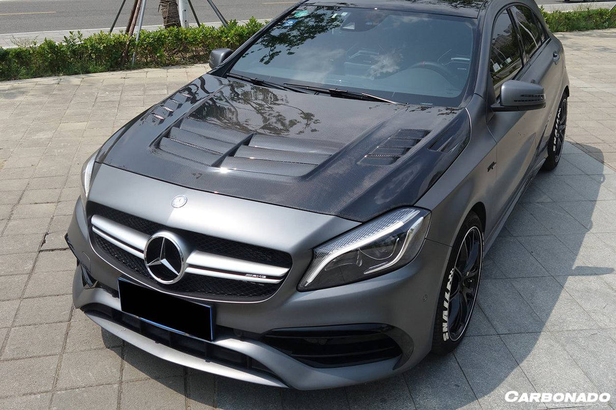 2012-2018 Mercedes Benz W176 A45 AMG VA Style Hood - Carbonado