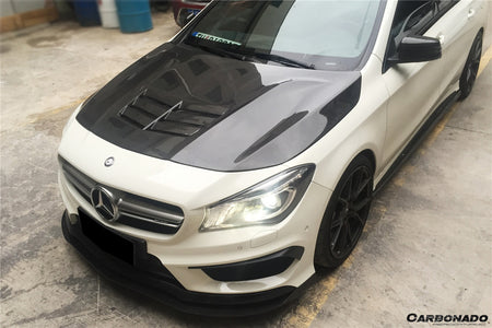 2013-2018 Mercedes Benz W117 CLA Class Black Sails Style Hood - Carbonado