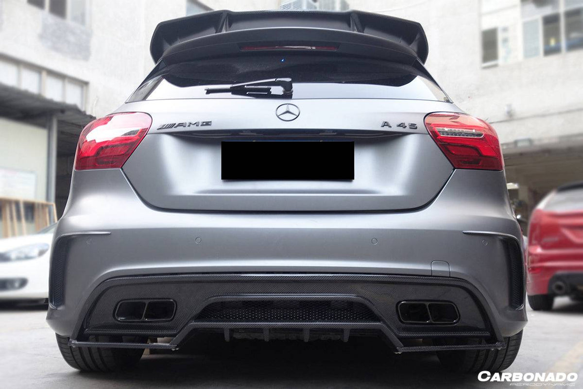 2016-2018  Mercedes Benz  W176 A45 AMG BKSS Style Carbon Fiber Rear Bumper Canards - Carbonado