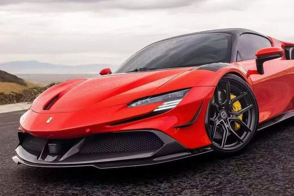 2020-UP Ferrari Autoclave Carbon Fiber Front Bumper Canards Carbonado (RT) Fits: SF90 Stradale and Spider