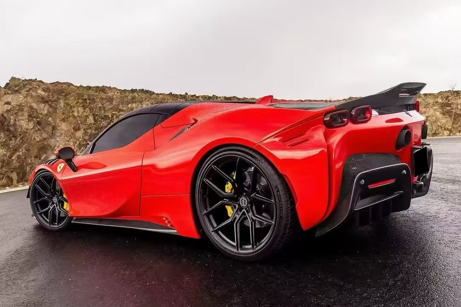 2020-UP Ferrari Autoclave Carbon Fiber Rear Diffuser Canards Carbonado (RT) Fits: SF90 Stradale and Spider