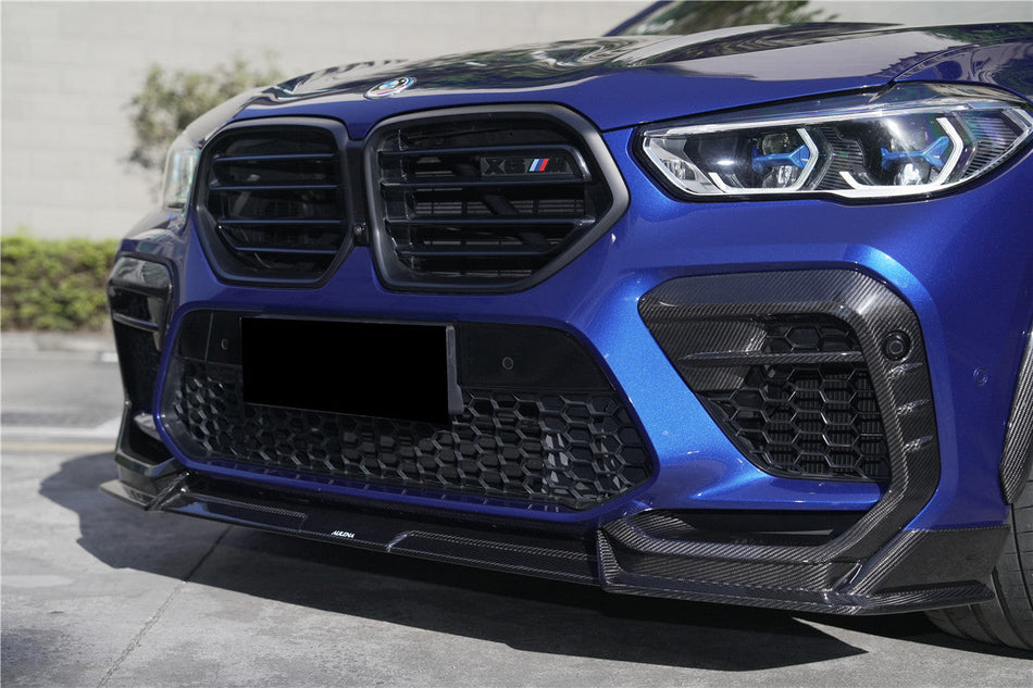 2024-2025 BMW X6M F96 AD Style Dry Carbon Fiber Front Bumper Air Inlet Vent Trims - Carbonado