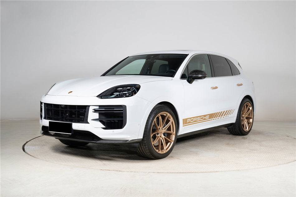 2024-UP Porsche Cayenne 9Y0.2 9YA 9YB SUV and Coupe Autoclaved Carbon Fiber Front Lip Carbonado (OE) Fits: GTS, Turbo, Turbo GT, Sport Design bumper