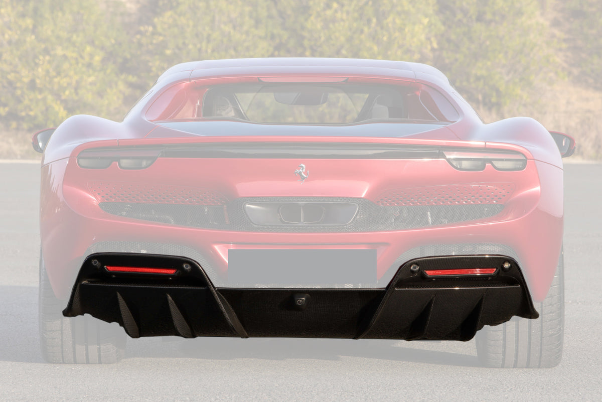 2022-UP Ferrari 296 GTB OE Style Carbon Fiber Rear Diffuser - Carbonado Aero