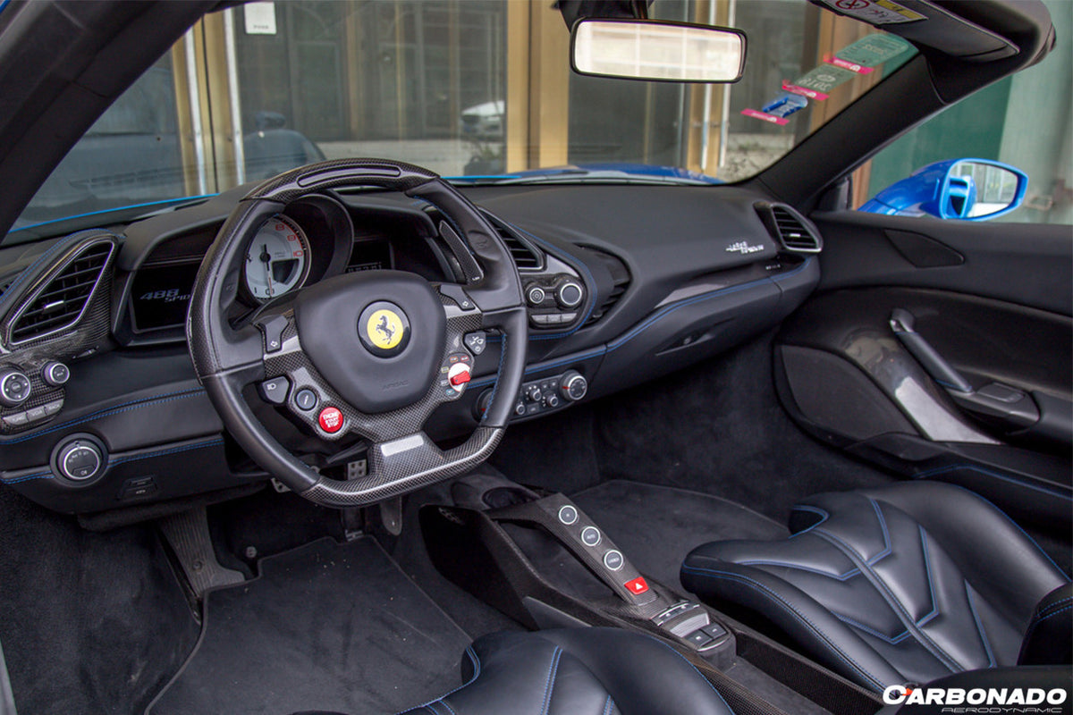 2015-2020 Ferrari 488 GTB/Spyder Dry Carbon Fiber Bridge Support &amp; Windows Switches Panel - Carbonado Aero
