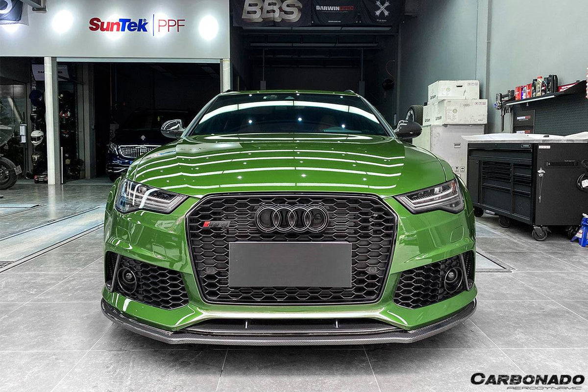 2013-2018 Audi RS6 Avant OE Style Carbon Fiber Front Bumper Caps - Carbonado