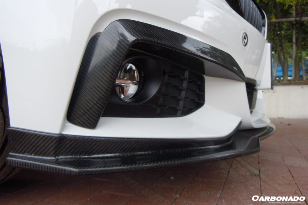 2013-2020 BMW 4 Series F32 F33 ECC Style Carbon Fiber Front Bumper Canards (For M-Tech Only ) - Carbonado