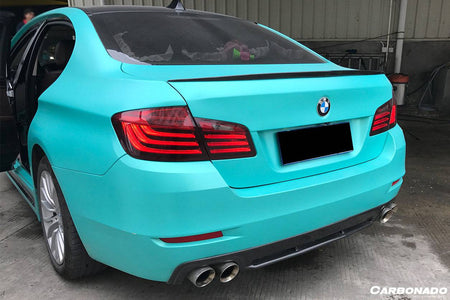 2011-2016 BMW F10 F18 5 Series HM Style Carbon Fiber Rear Lip (Can Not Fit MT Rear bumper) - Carbonado Aero
