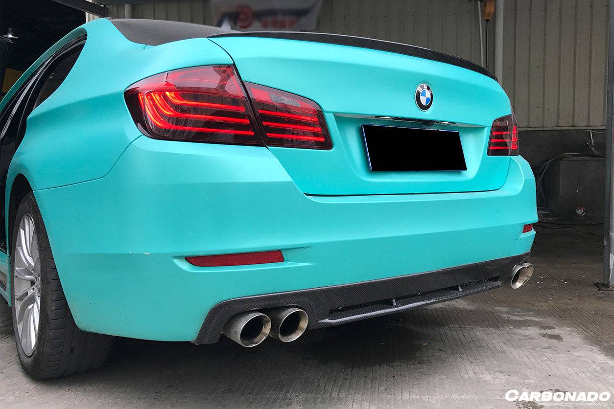 2011-2016 BMW F10 F18 5 Series HM Style Carbon Fiber Rear Lip (Can Not Fit MT Rear bumper) - Carbonado Aero
