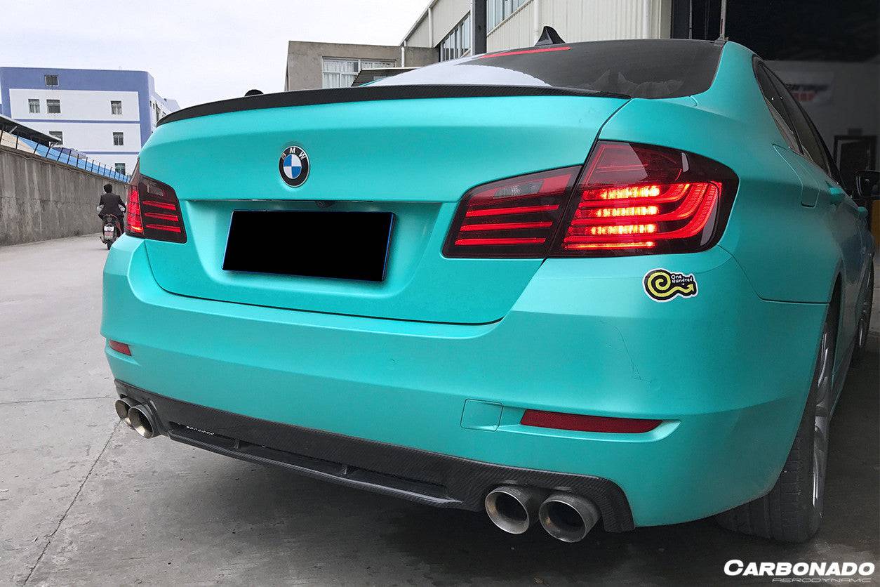 2011-2016 BMW F10 F18 5 Series HM Style Carbon Fiber Rear Lip (Can Not Fit MT Rear bumper) - Carbonado Aero