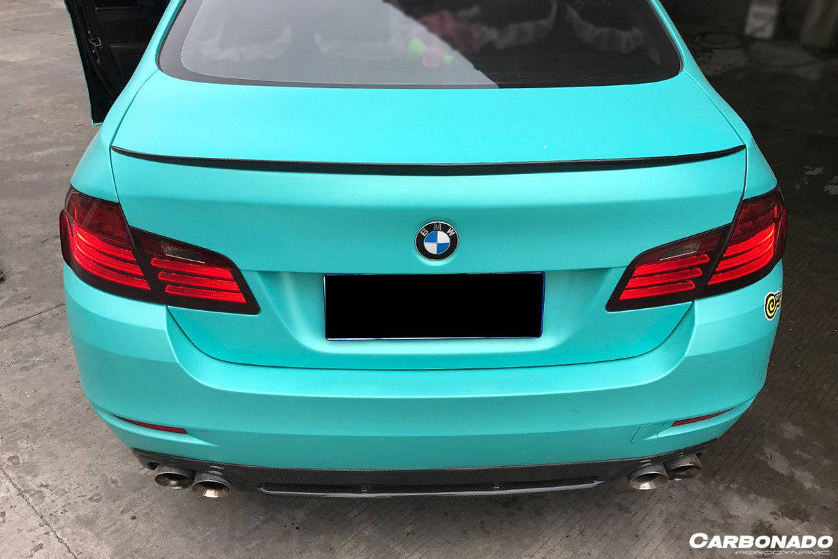 2011-2016 BMW F10 F18 5 Series HM Style Carbon Fiber Rear Lip (Can Not Fit MT Rear bumper) - Carbonado Aero