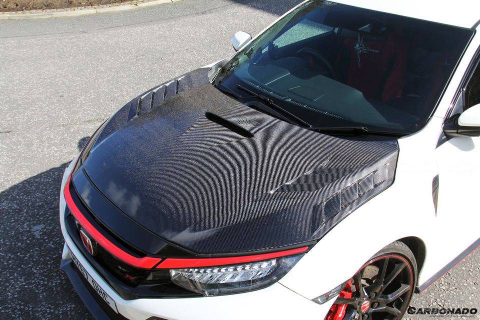 2015-2021 Honda Civic Type R FK8 M Style Autoclave Double Carbon Fiber Hood - Carbonado Aero