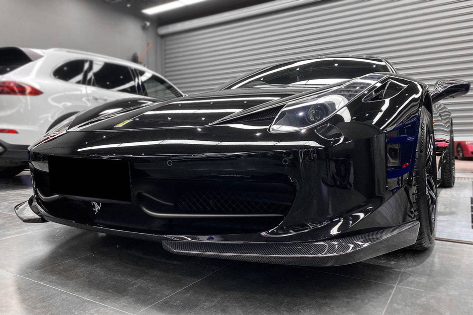 2010-2015 Ferrari F458 Coupe/Spyder AP Style Carbon Fiber Front Lip - Carbonado