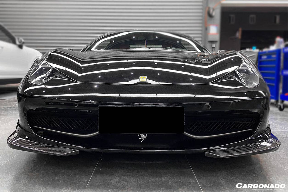 2010-2015 Ferrari F458 Coupe/Spyder AP Style Carbon Fiber Front Lip - Carbonado