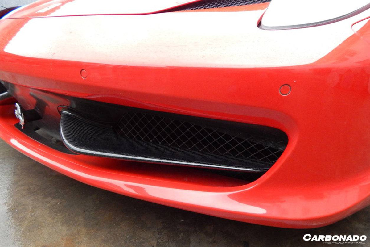 2010-2015 Ferrari 458 Coupe Spyder OE Style Carbon Fiber Front Bumper Canards - Carbonado Aero