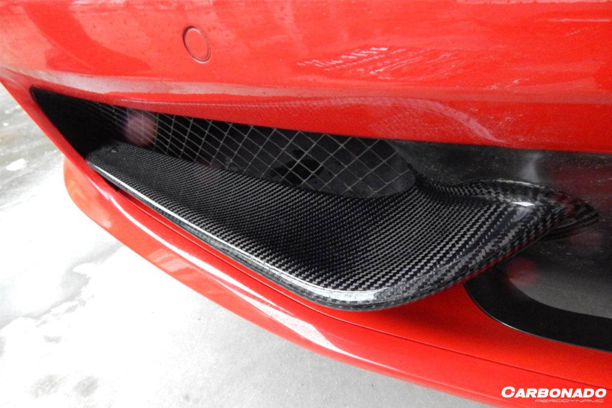 2010-2015 Ferrari 458 Coupe Spyder OE Style Carbon Fiber Front Bumper Canards - Carbonado Aero