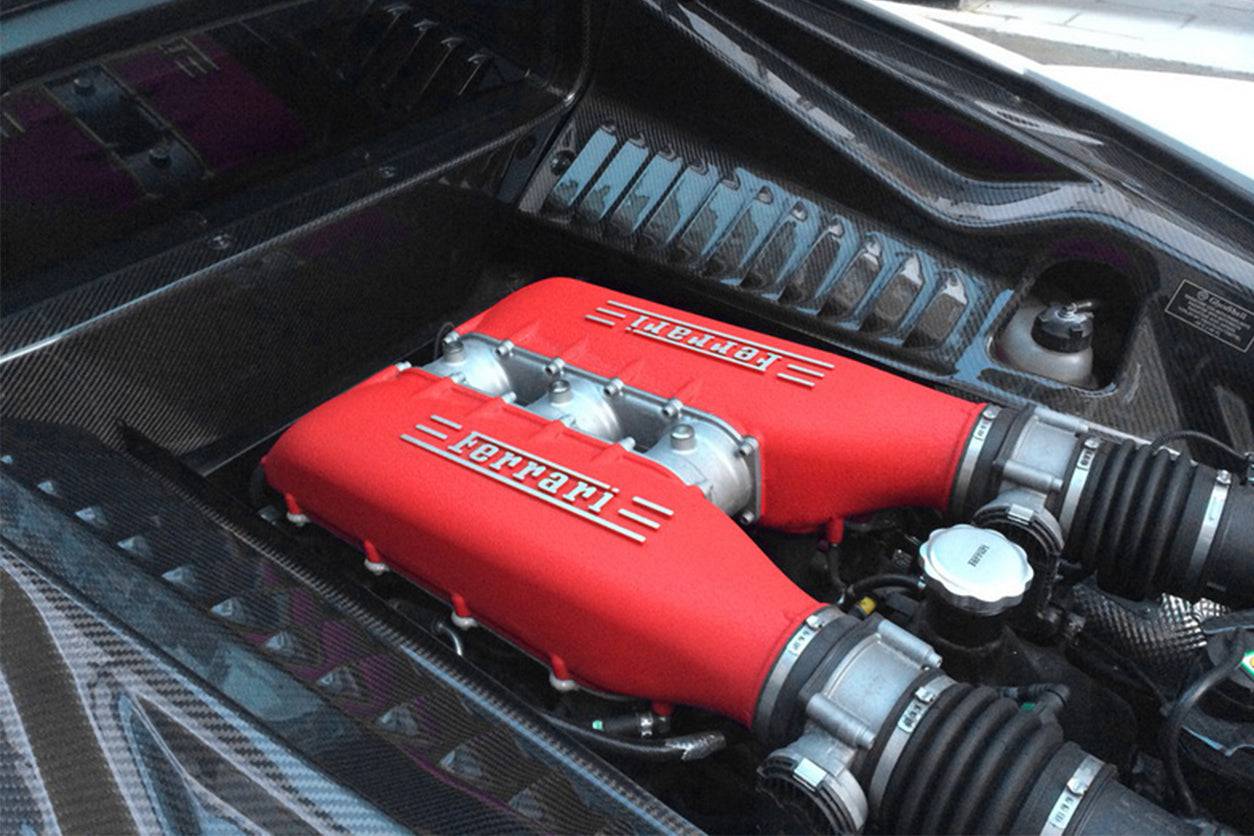 2010-2015 Ferrari 458 Coupe Spyder OE Style DRY Carbon Fiber Inner Engine Bay Cover - Carbonado Aero