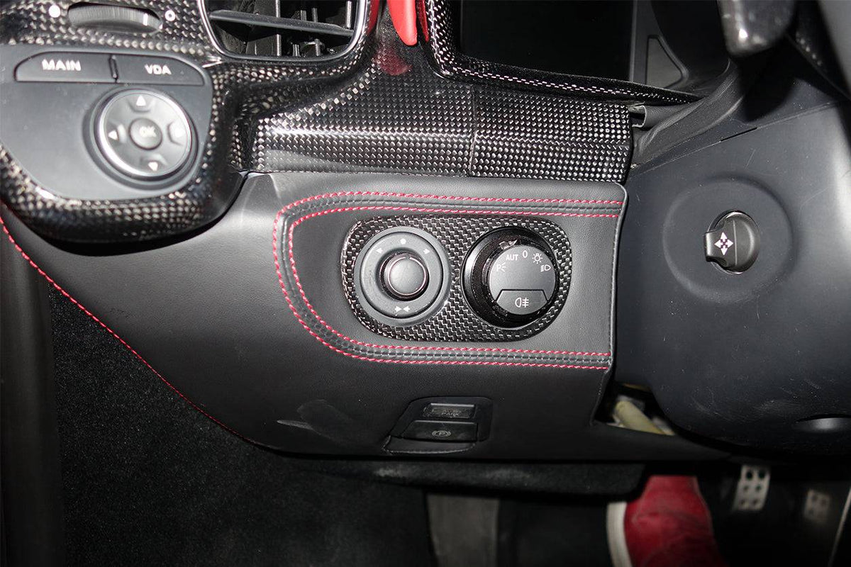 2010-2015 Ferrari 458 Coupe Spyder OE Style DRY Carbon Fiber Light Switch Patch - Carbonado