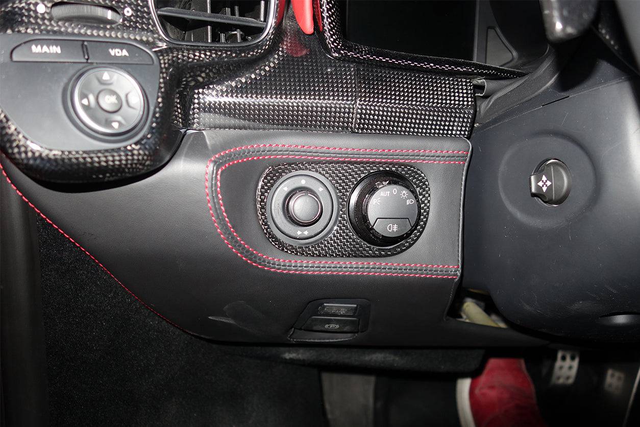 2010-2015 Ferrari 458 Coupe Spyder OE Style DRY Carbon Fiber Light Switch Patch - Carbonado