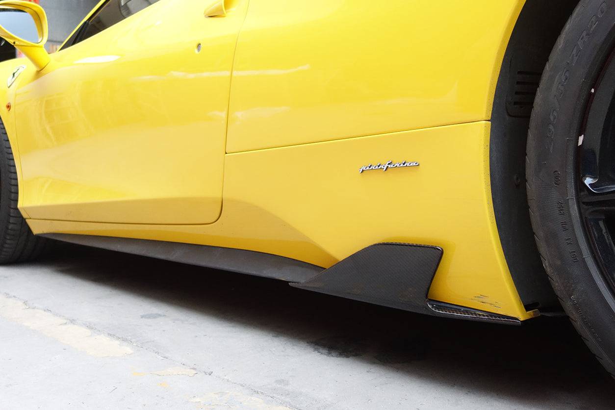 2010-2015 Ferrari 458 Coupe Spyder Speciale Style Carbon Fiber Side Skirts Canards - Carbonado