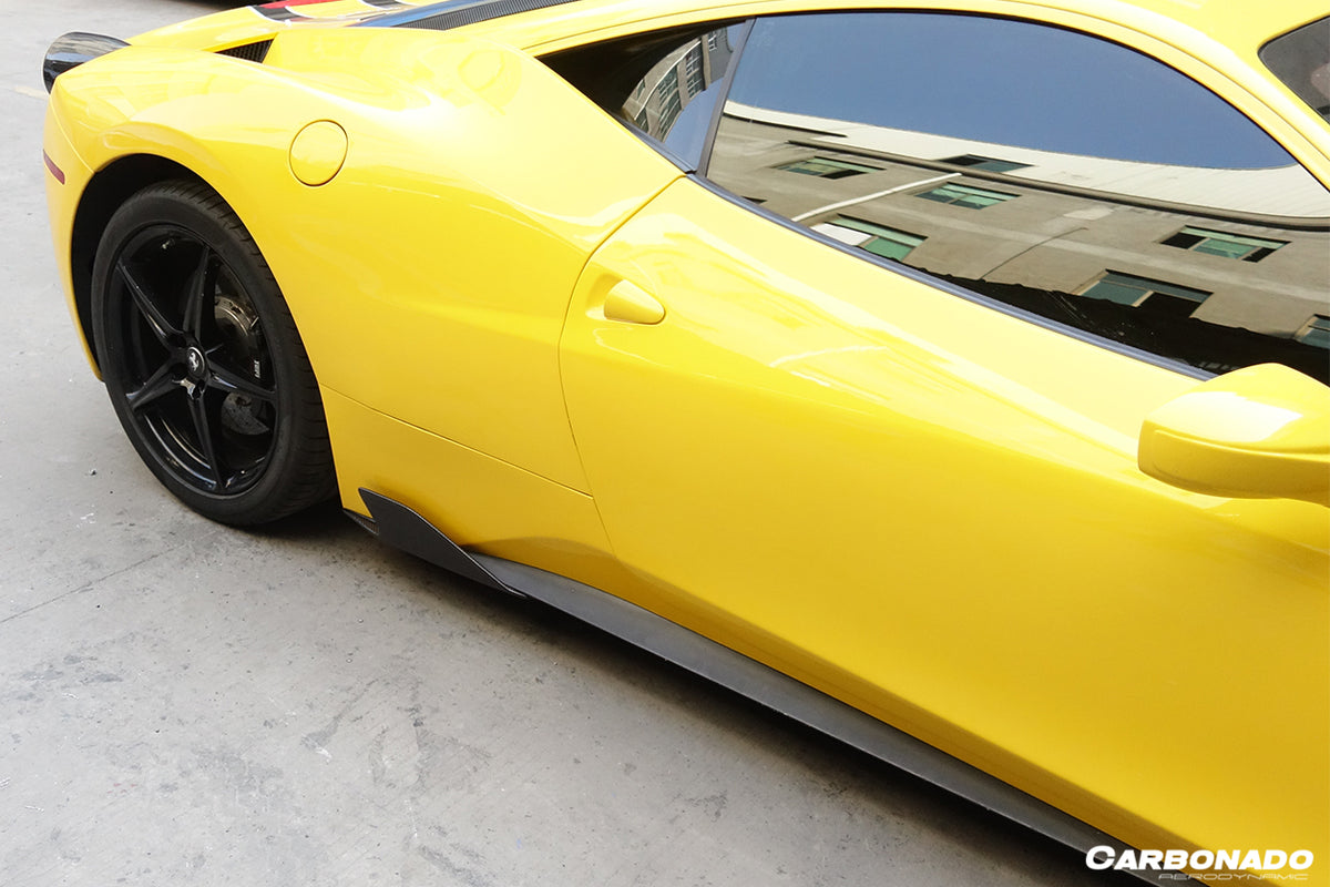 2010-2015 Ferrari 458 Coupe Spyder Speciale Style Carbon Fiber Side Skirts Canards - Carbonado Aero