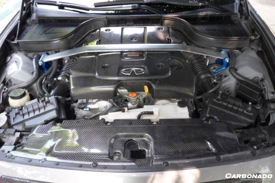 2007-2013 Infiniti G37 Sedan OEM Style Carbon Fiber Engine Cover - Carbonado