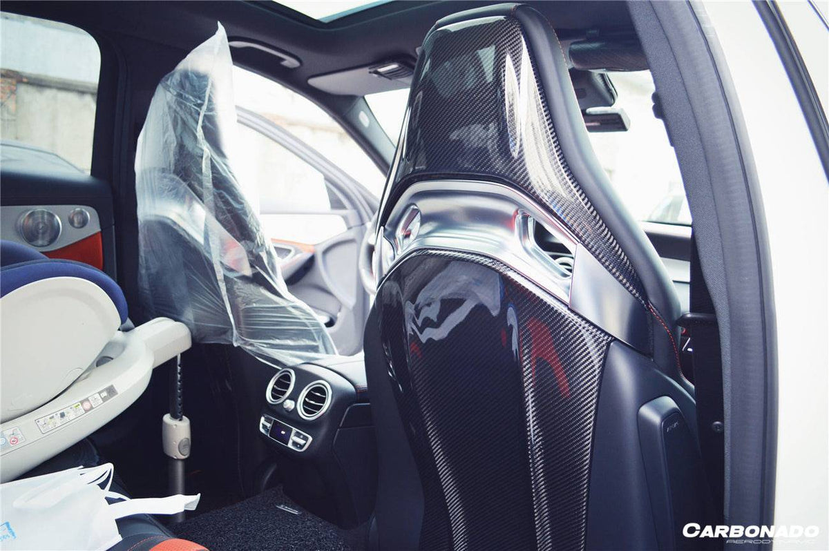 2015-2021 Mercedes Benz C63/S/CLA45/A45 AMG Sedan Carbon Fiber Seat-back Cover - Carbonado Aero