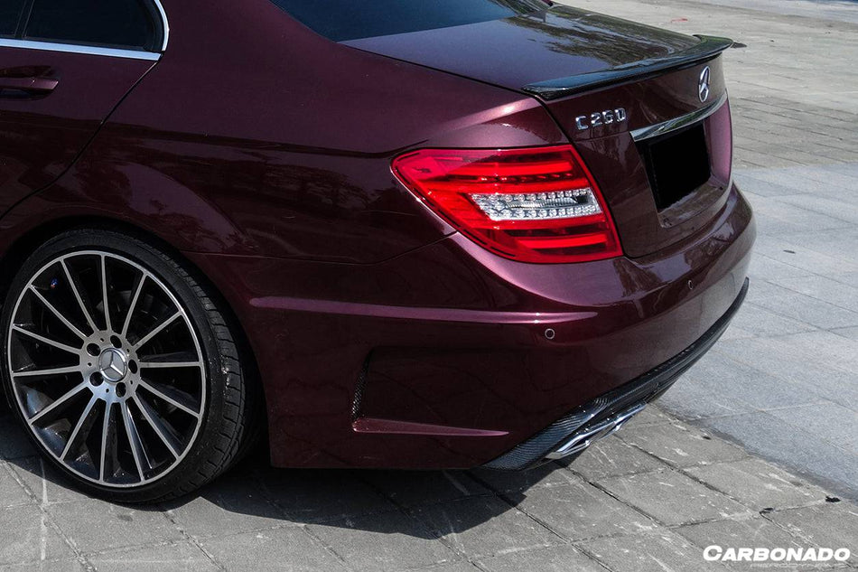 2008-2014 Mercedes Benz C Class W204 P Style Rear Bumper With exhaust Tips - Carbonado