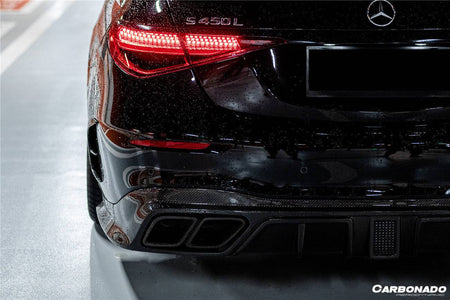 2021-UP Mercedes Benz S Class W223 4Matic Sedan MSY Style Rear Lip with LED Light And Exhaust tips - Carbonado Aero