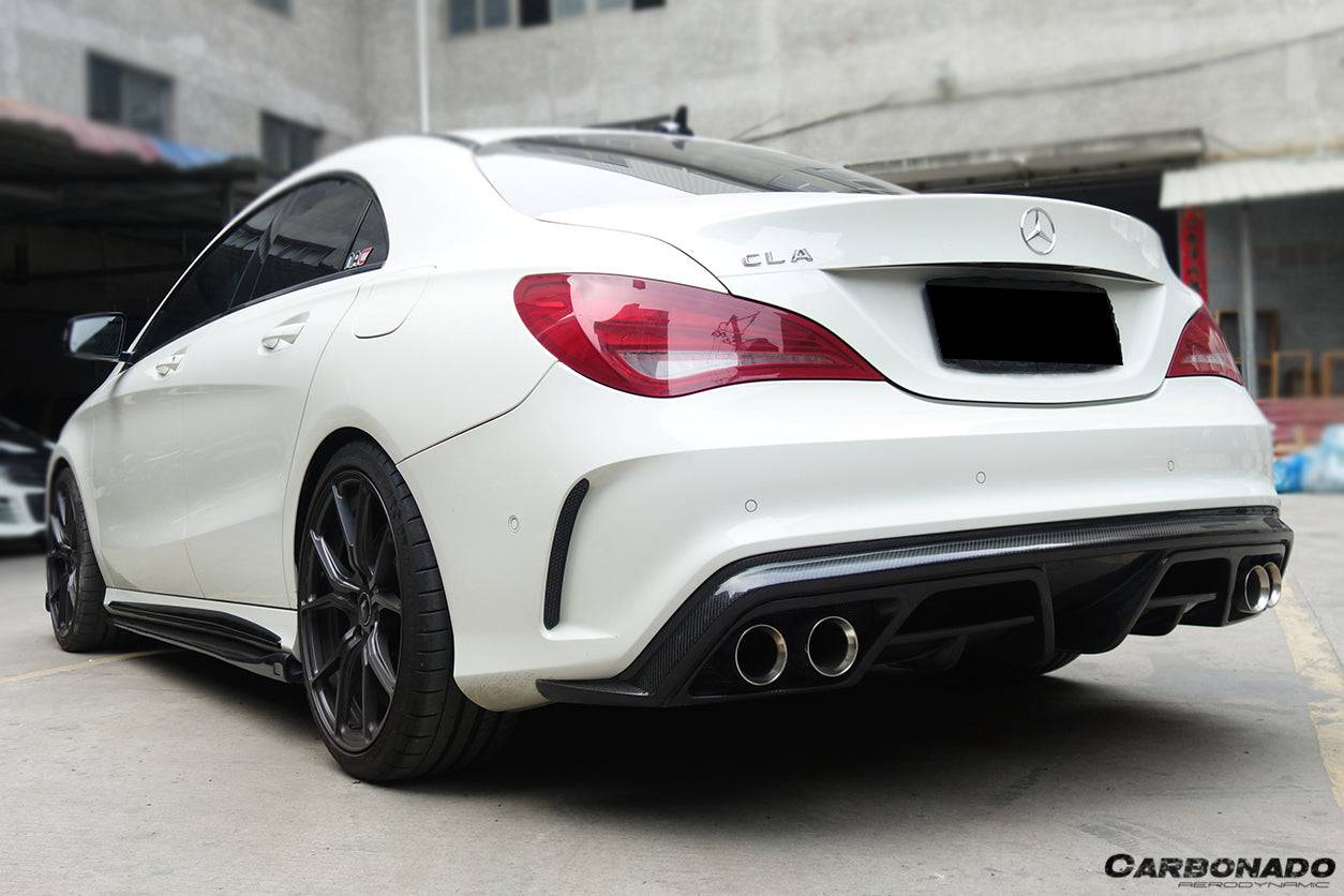 2014-2016 Mercedes Benz W117 CLA Sport / CLA45 AMG PA Style Rear Diffuser w/exhaust tips - Carbonado