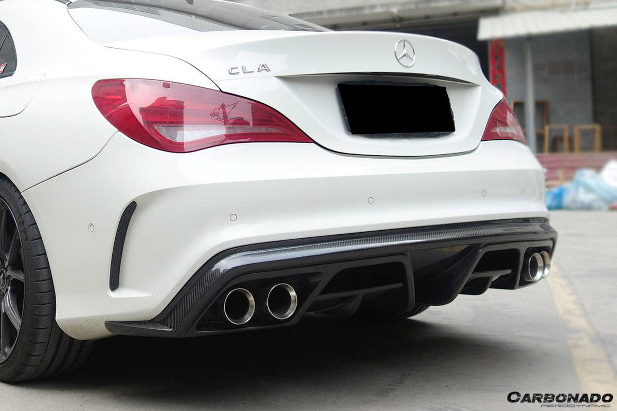 2014-2016 Mercedes Benz W117 CLA Sport / CLA45 AMG PA Style Rear Diffuser w/exhaust tips - Carbonado Aero