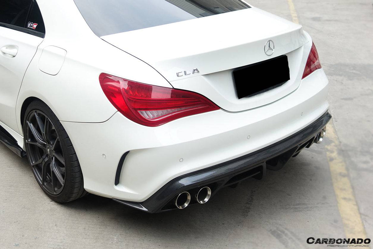 2014-2016 Mercedes Benz W117 CLA Sport / CLA45 AMG PA Style Rear Diffuser w/exhaust tips - Carbonado Aero