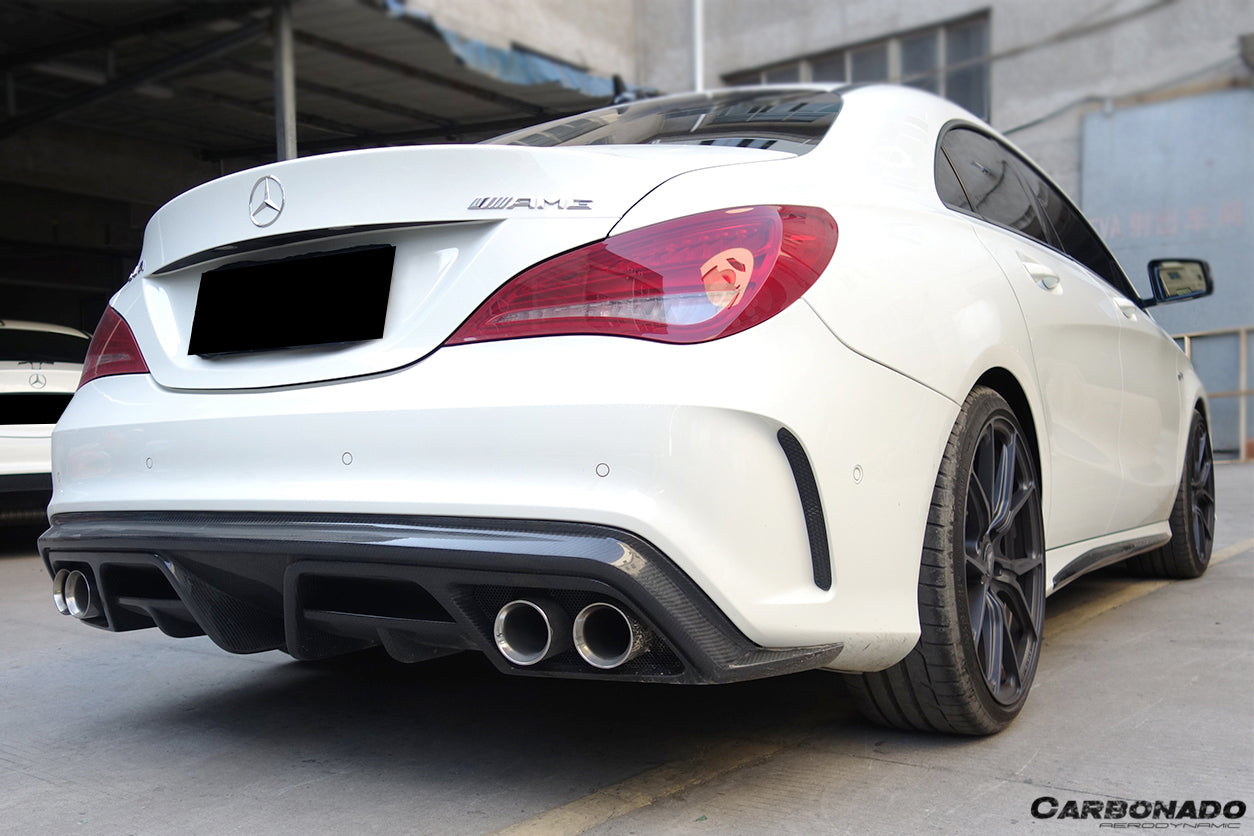 2014-2016 Mercedes Benz W117 CLA Sport / CLA45 AMG PA Style Rear Diffuser w/exhaust tips - Carbonado Aero