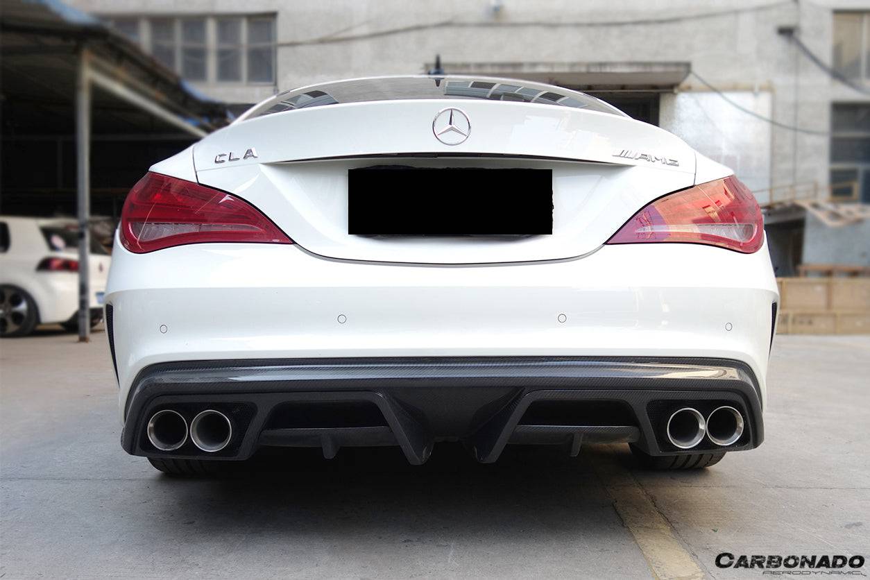 2014-2016 Mercedes Benz W117 CLA Sport / CLA45 AMG PA Style Rear Diffuser w/exhaust tips - Carbonado Aero