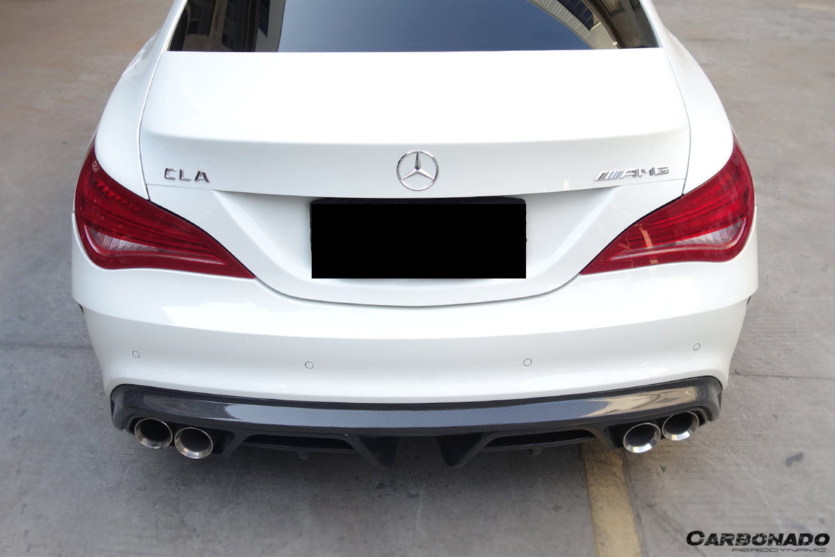 2014-2016 Mercedes Benz W117 CLA Sport / CLA45 AMG PA Style Rear Diffuser w/exhaust tips - Carbonado