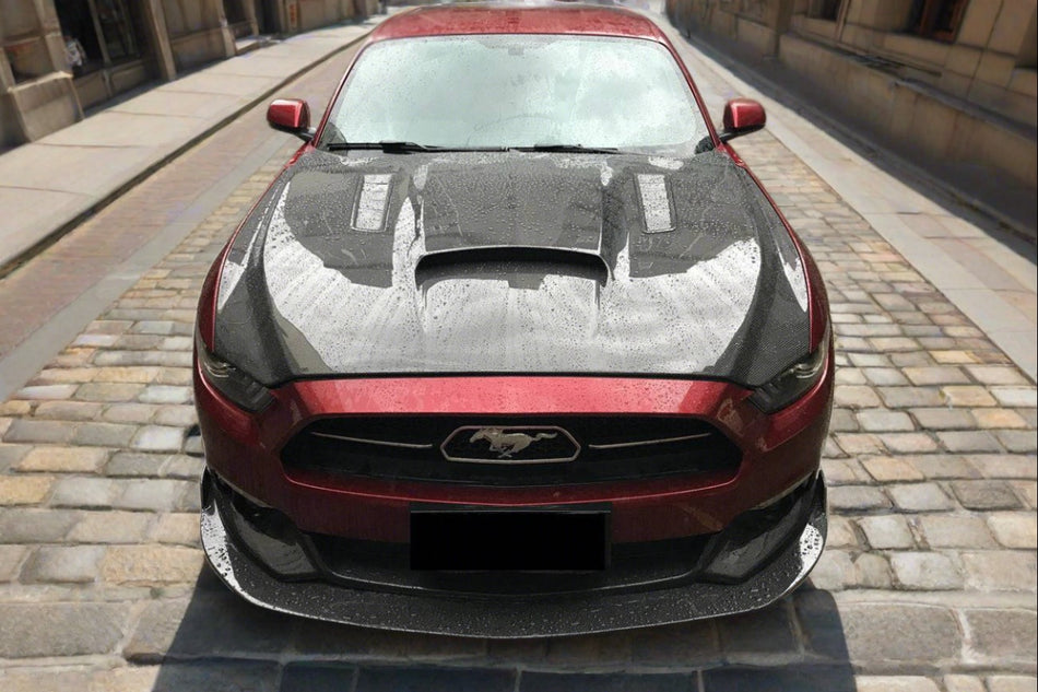 2014-2017 Ford Mustang GT/V6 TRU Style Hood - Carbonado
