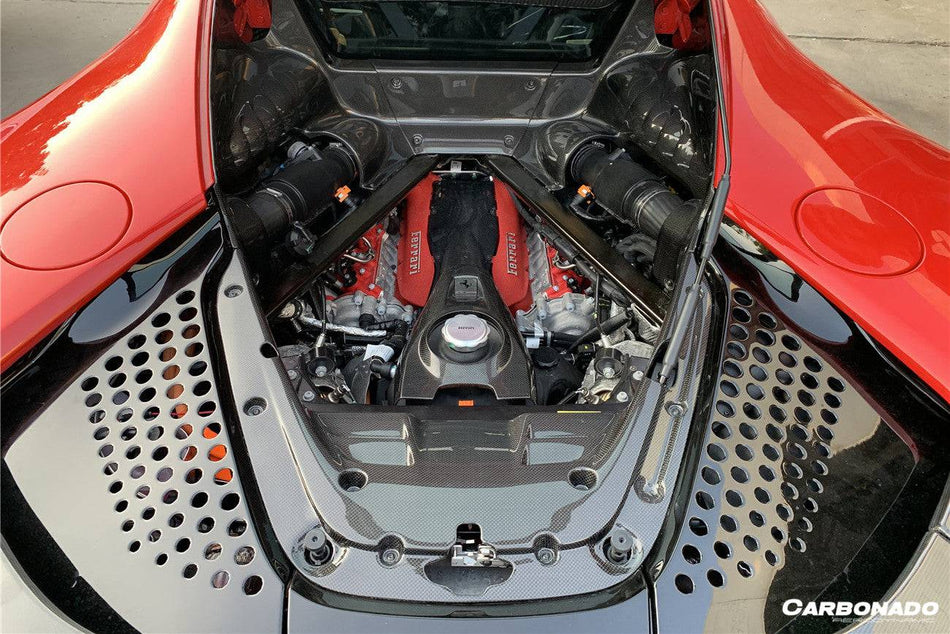 2020-UP Ferrari SF90 Stradale OE Style DRY Carbon Fiber Engine Interior - Carbonado
