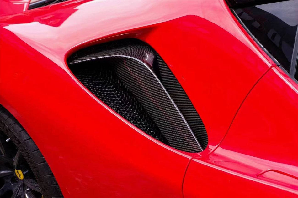 2020-UP Ferrari SF90 Stradale OE Style Autoclave DRY Carbon Fiber Qaurter Panel Side Scoops - Carbonado