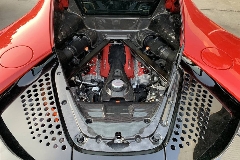 2020-UP Ferrari SF90 Stradale OE Style DRY Carbon Fiber Engine Cooling Mesh
