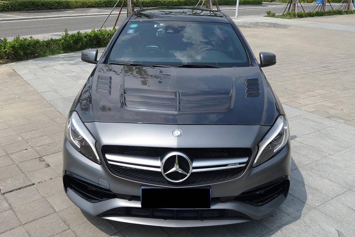 2012-2018 Mercedes Benz W176 A45 AMG VA Style Hood - Carbonado