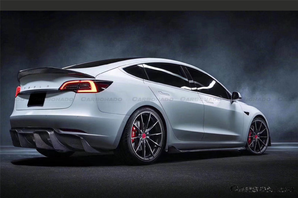 2017-2023 Tesla Model 3 VRS Style Carbon Fiber Rear Lip Diffuser