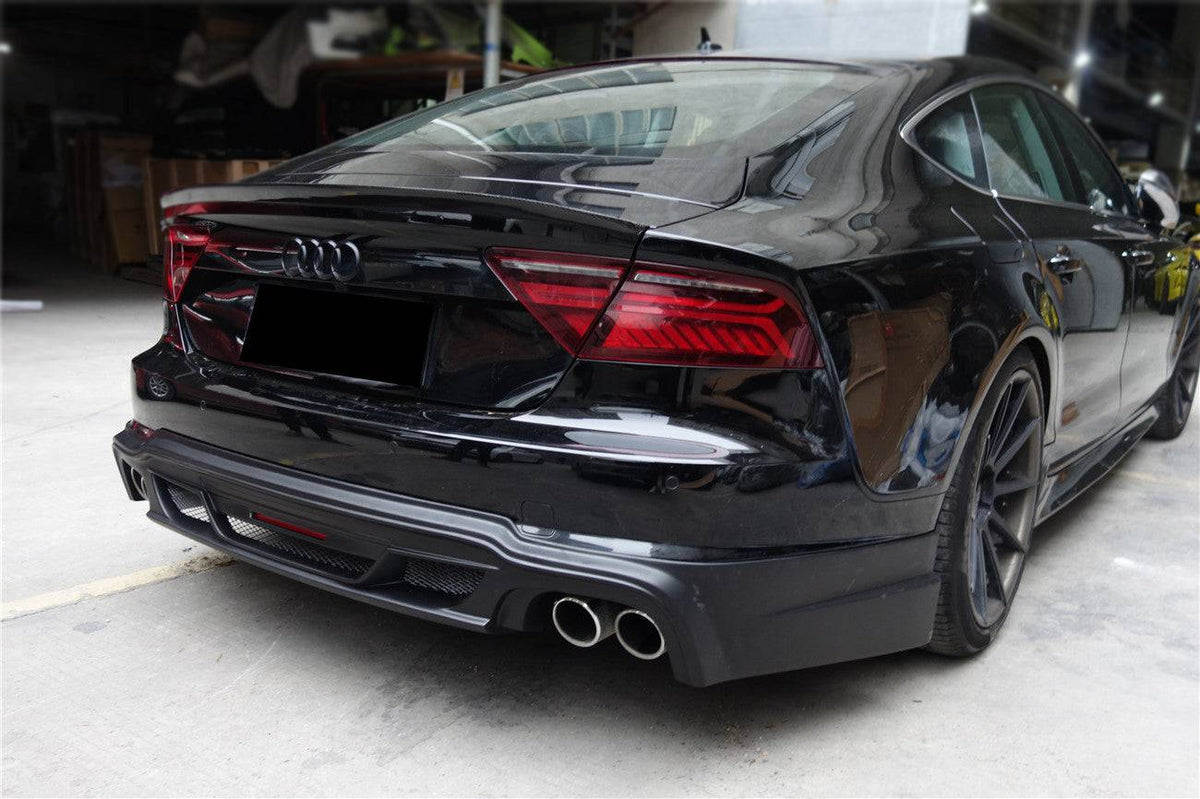 2012-2014 Audi A7 WD Style Rear Lip Diffuser With Exhaust Tips - Carbonado