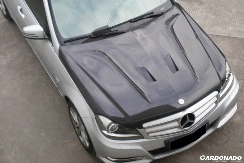 2012-2014 Mercedes Benz W204 C Class BK Style hood - Carbonado