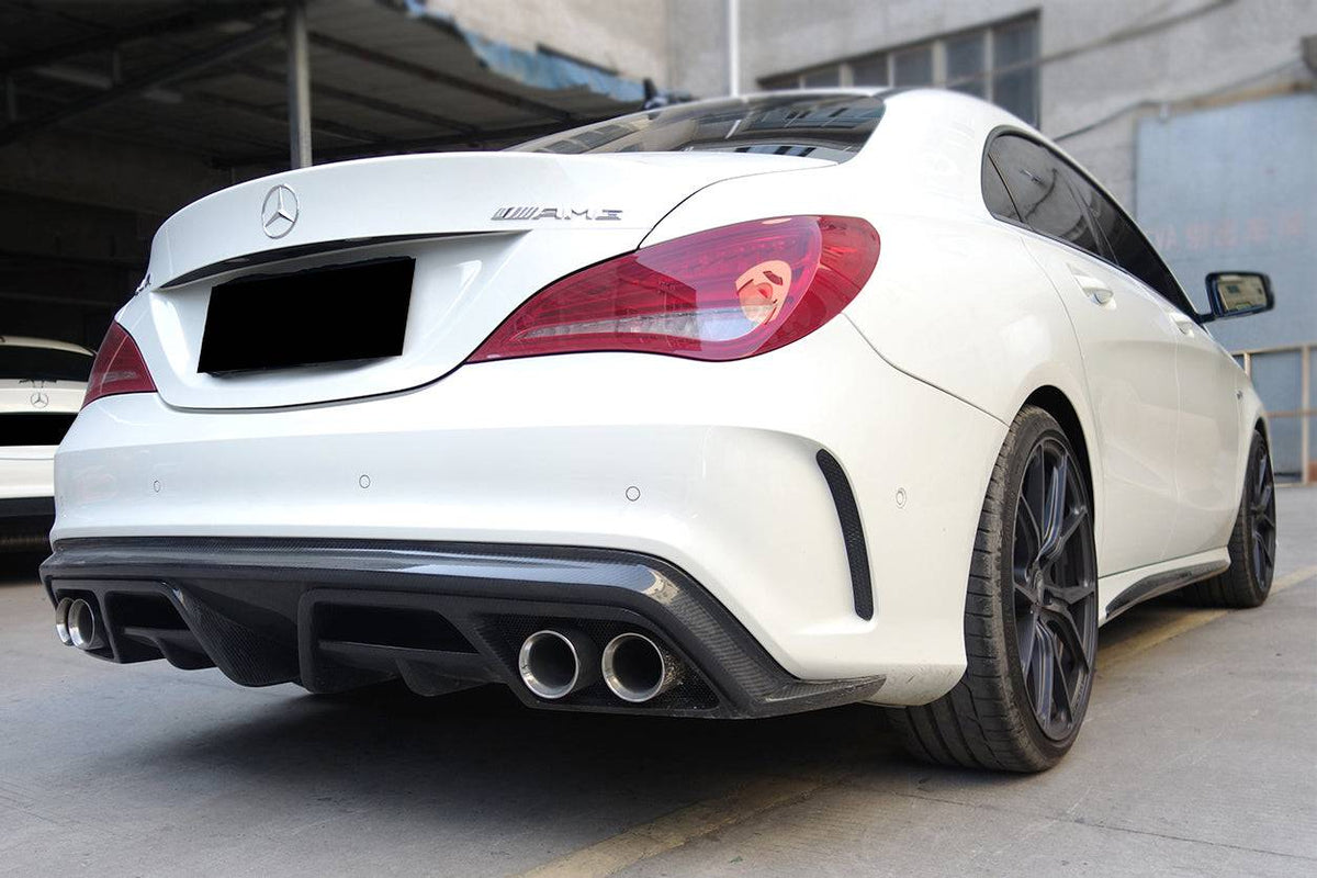 2014-2016 Mercedes Benz W117 CLA Sport / CLA45 AMG PA Style Rear Diffuser w/exhaust tips - Carbonado