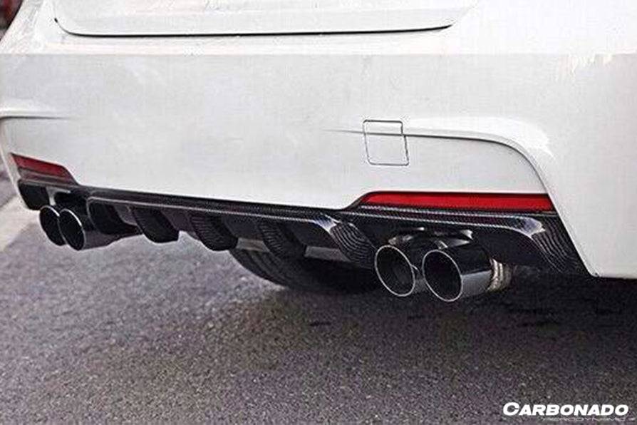 2013-2019 BMW 3 Series F30 F35 MP Style Carbon Fiber Qual Exhaust Rear Lip (For M-Tech Only) - Carbonado Aero