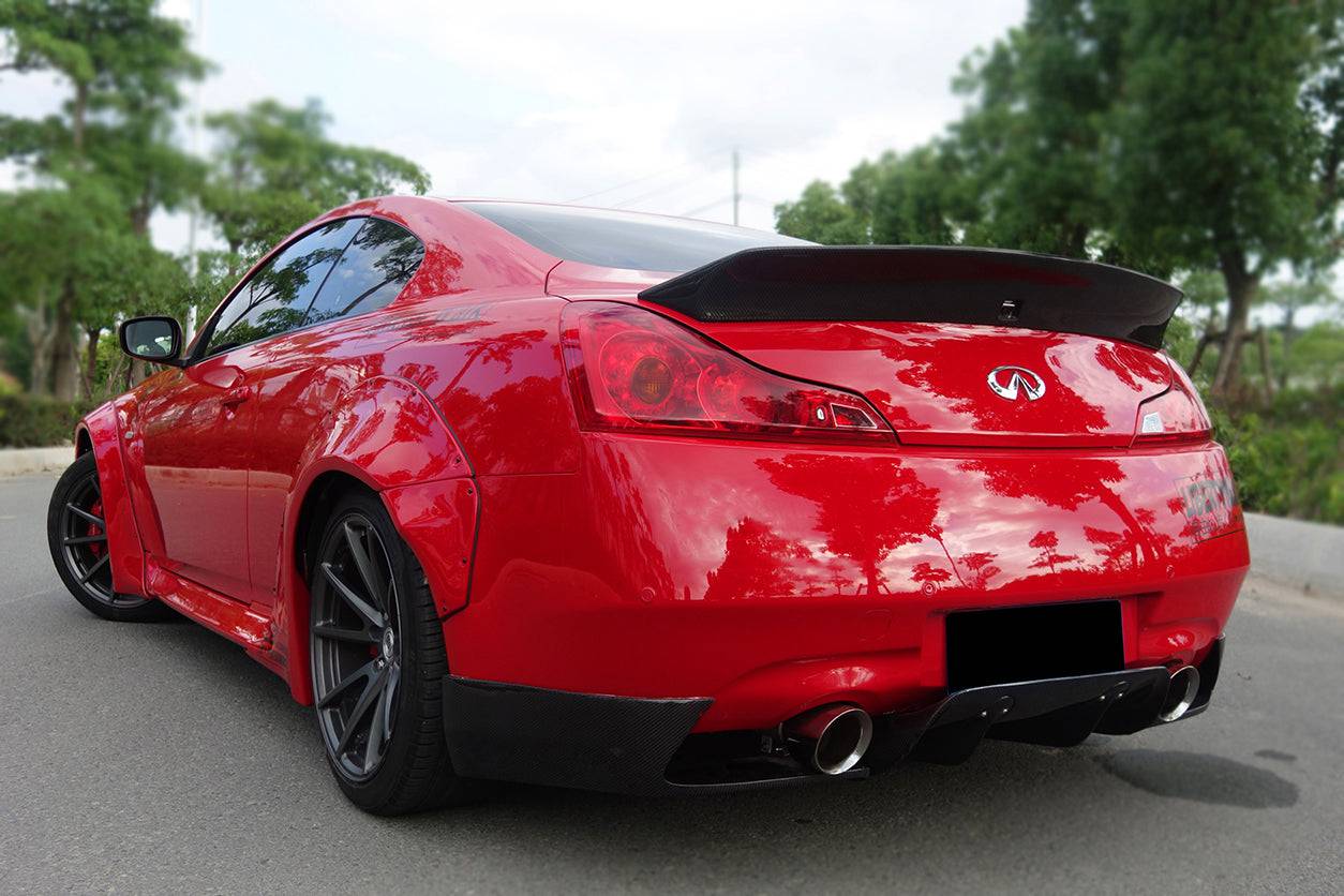 2008-2015 Infiniti G37S Coupe DE Style Carbon Fiber Rear Lip - Carbonado