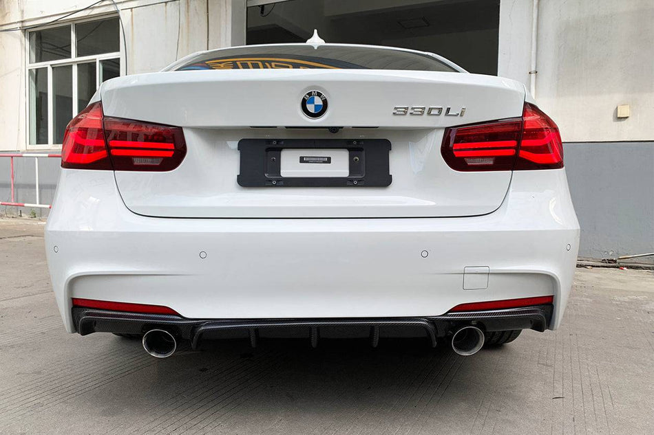 2013-2019 BMW 3 Series F30 F35 MP Style Carbon Fiber Dual Exhaust Rear Lip (For M-Tech Only)